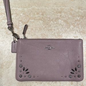 Coach Flower Studded Lavender Wristlet